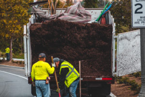 Mulch getting placed on a property